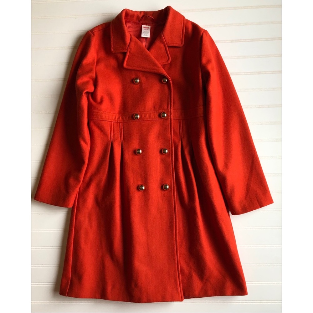 🍂 Gymboree Fall Homecoming orange wool Pea Coat Girls 10/12 L